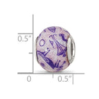 Reflections 925 Sterling Silver Italian Decorative Purple Glass Bead 12 x 10 mm