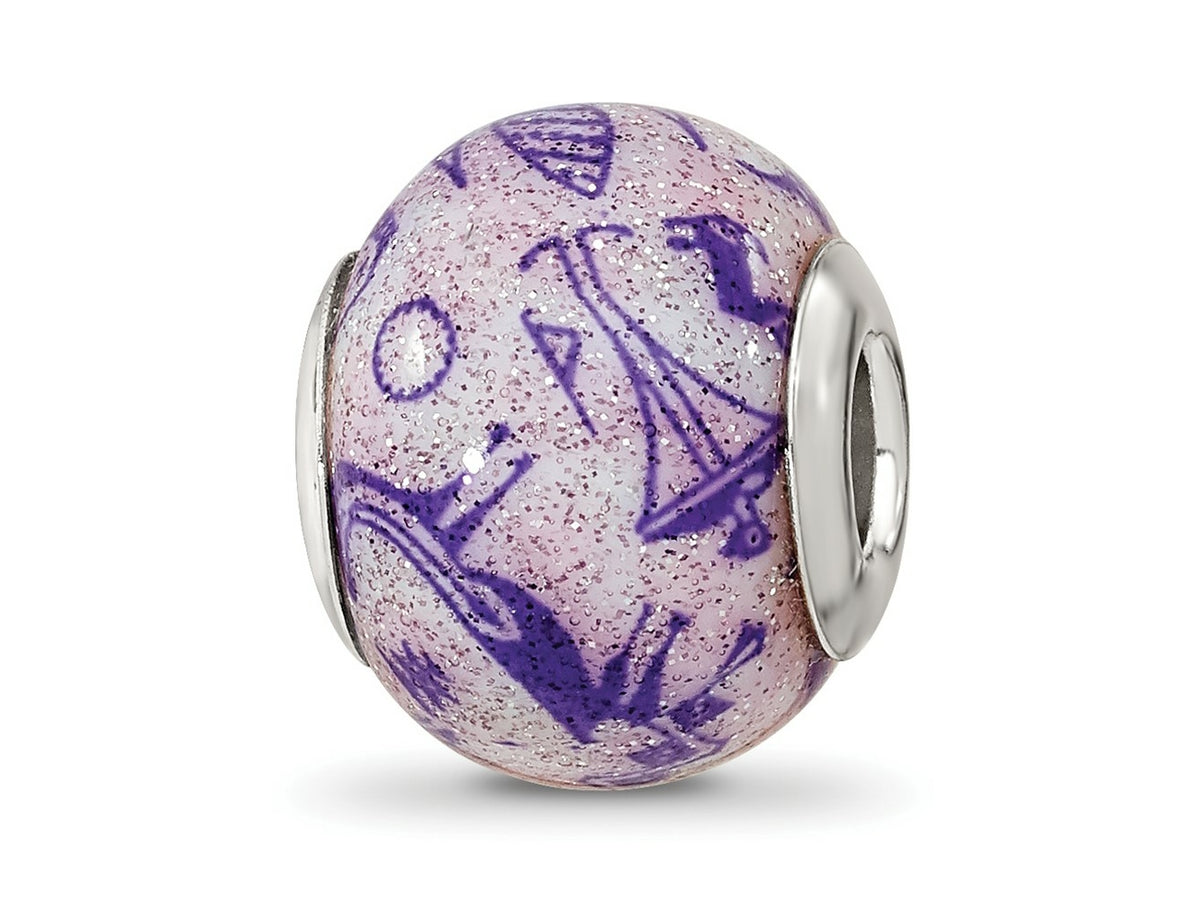 Reflections 925 Sterling Silver Italian Decorative Purple Glass Bead 12 x 10 mm
