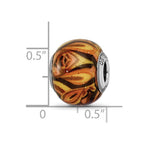 Reflections 925 Sterling Silver Italian Decorative Orange Glass Bead 12 x 10 mm