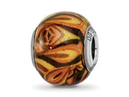 Reflections 925 Sterling Silver Italian Decorative Orange Glass Bead 12 x 10 mm