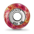 Reflections 925 Sterling Silver Italian Fuschia and Yellow Glass Bead 13 x 10 mm