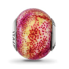 Reflections 925 Sterling Silver Italian Fuschia and Yellow Glass Bead 13 x 10 mm