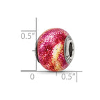 Reflections 925 Sterling Silver Italian Fuschia and Yellow Glass Bead 13 x 10 mm