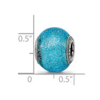 Reflections 925 Sterling Silver Italian Light Blue with Silver Glitter Glass Bead 12 x 10 mm
