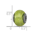 Reflections 925 Sterling Silver Italian Light Green with Silver Glitter Glass Bead 12 x 10 mm