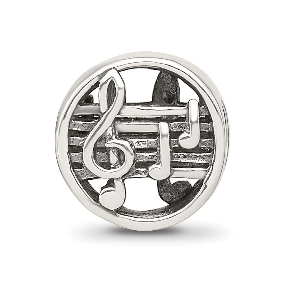 Reflections 925 Sterling Silver Music Notes and Staff Bead 10 x 10 mm