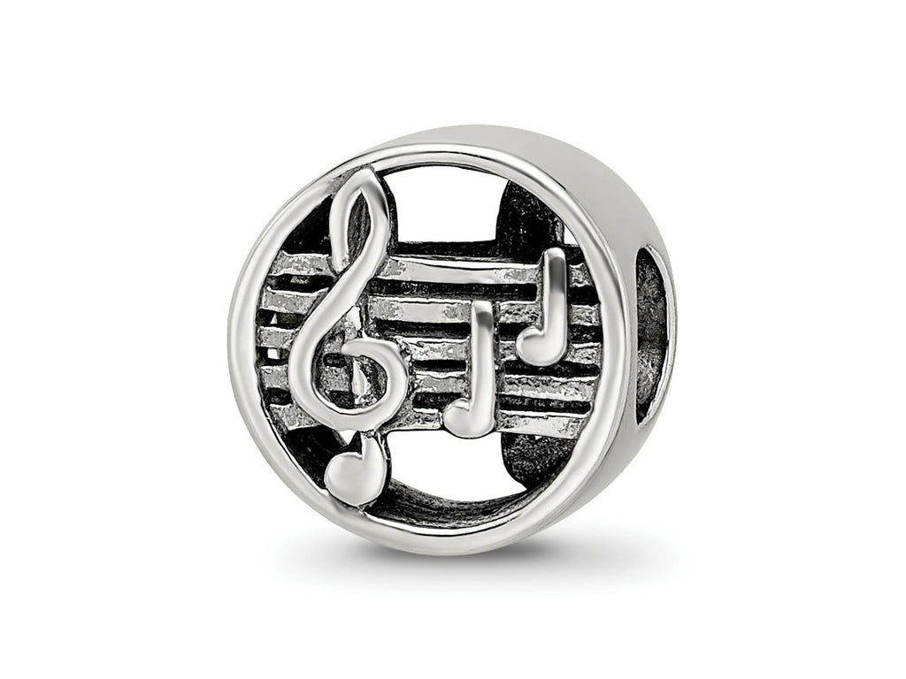 Reflections 925 Sterling Silver Music Notes and Staff Bead 10 x 10 mm