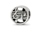 Reflections 925 Sterling Silver Music Notes and Staff Bead 10 x 10 mm