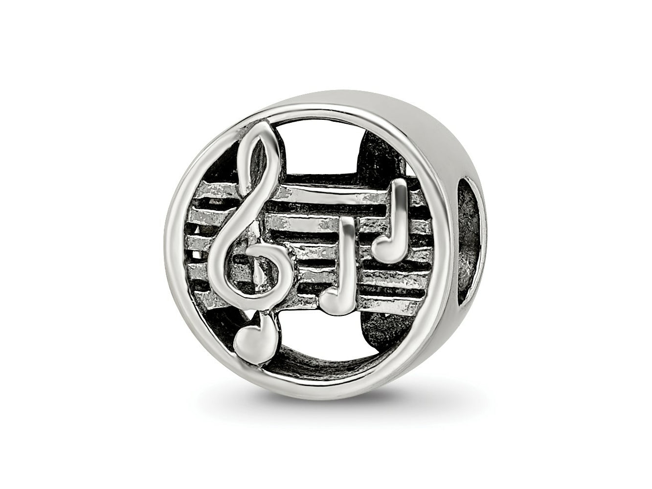 Reflections 925 Sterling Silver Music Notes and Staff Bead 10 x 10 mm