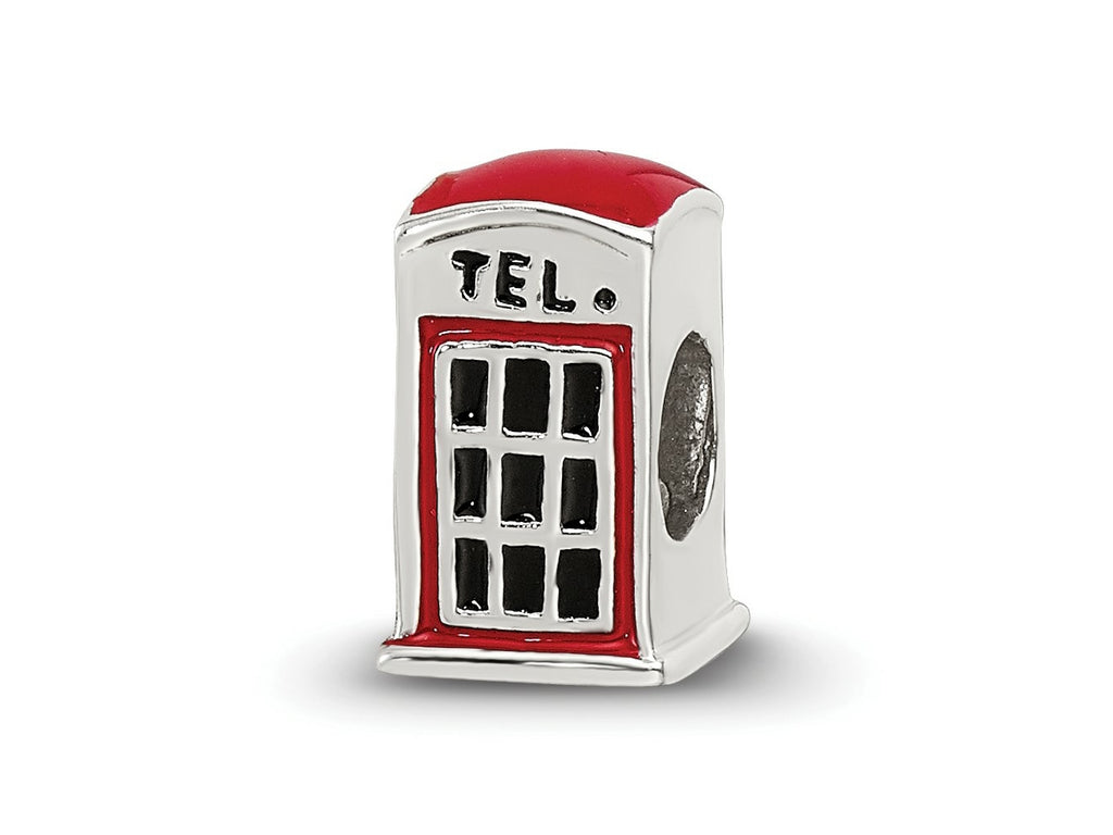 Reflections 925 Sterling Silver Enameled Telephone Booth Bead 10 x 5 mm