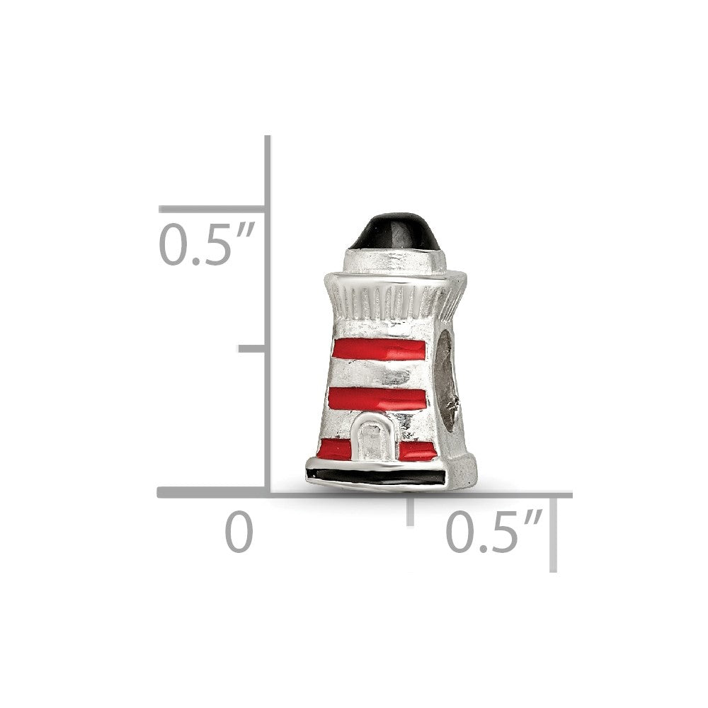 Reflections 925 Sterling Silver Enameled Lighthouse Bead 11 x 6 mm