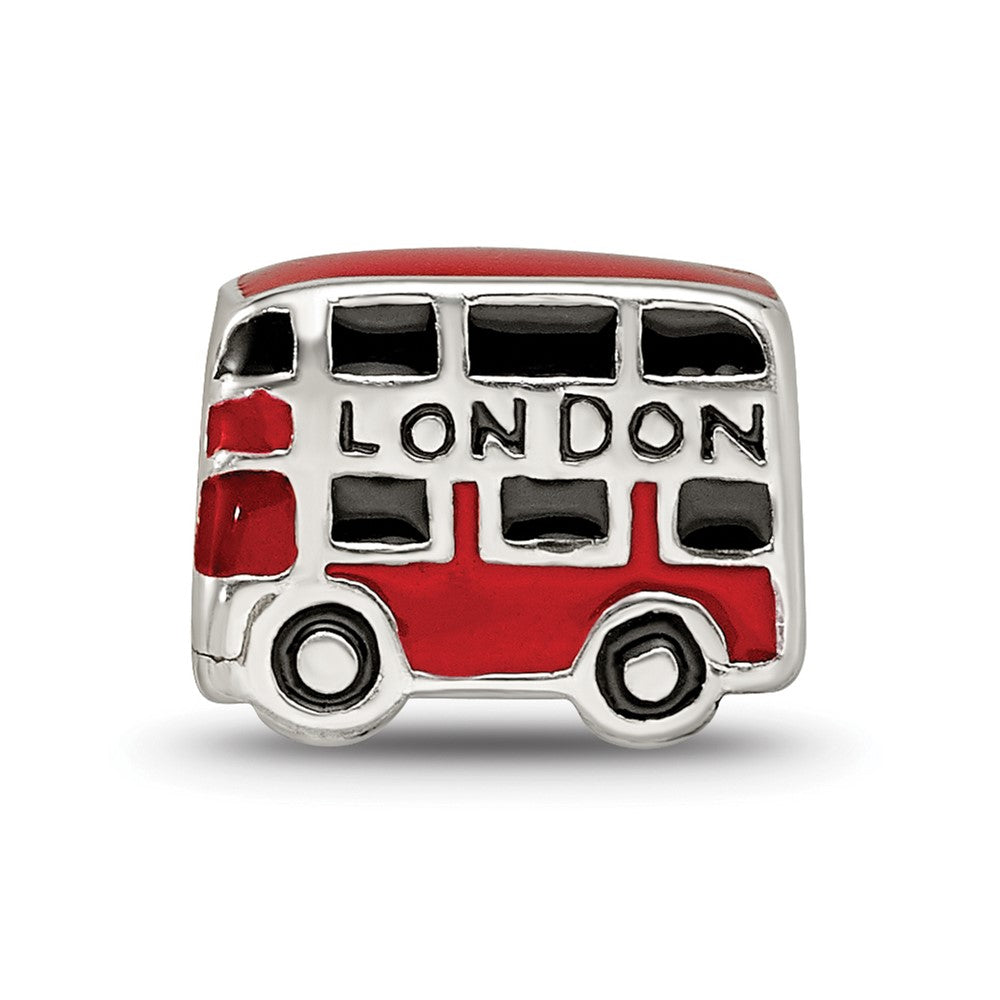 Reflections 925 Sterling Silver Enamel London Double Decker Bus Bead 7 x 9 mm