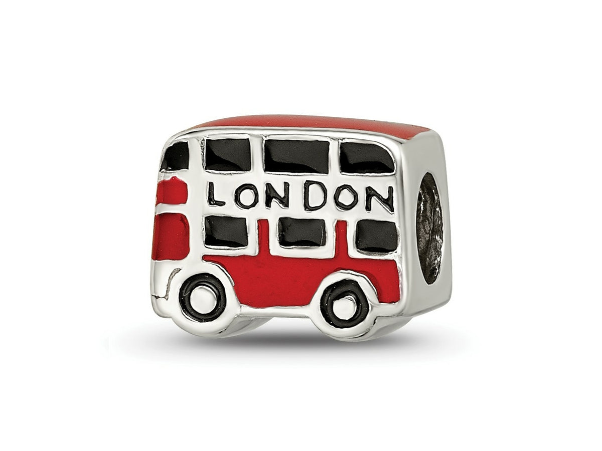 Reflections 925 Sterling Silver Enamel London Double Decker Bus Bead 7 x 9 mm