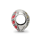 Reflections 925 Sterling Silver Marcasite and Enameled Heart Bead 8 x 9 mm