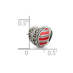 Reflections 925 Sterling Silver Marcasite and Enameled Heart Bead 8 x 9 mm
