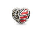 Reflections 925 Sterling Silver Marcasite and Enameled Heart Bead 8 x 9 mm