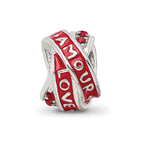 Reflections 925 Sterling Silver Love/Amour Red Preciosa Crystal Bead 9 x 6 mm