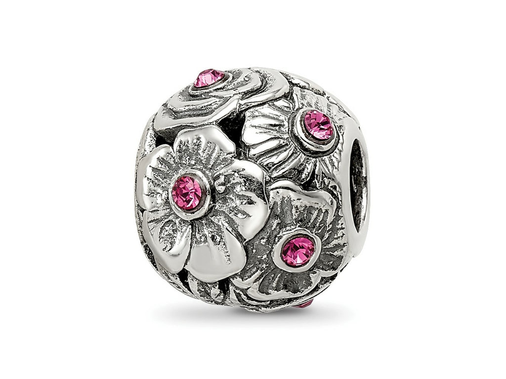 Reflections 925 Sterling Silver Pink Preciosa Crystal Flower Bead 10 x 9 mm