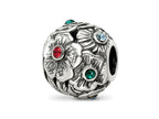 Reflections 925 Sterling Silver Multicolor Preciosa Crystal Flower Bead 10 x 9 mm