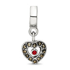Reflections 925 Sterling Silver Marcasite Heart Dangle Bead 10 x 8 mm