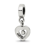 Reflections 925 Sterling Silver Marcasite Heart Dangle Bead 10 x 8 mm