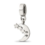 Reflections 925 Sterling Silver Marcasite Moon and Stars Dangle Bead 13 x 10 mm