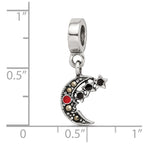 Reflections 925 Sterling Silver Marcasite Moon and Stars Dangle Bead 13 x 10 mm