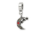 Reflections 925 Sterling Silver Marcasite Moon and Stars Dangle Bead 13 x 10 mm