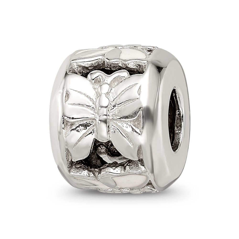 Reflections 925 Sterling Silver White Enameled Butterfly Bead 10 x 7 mm