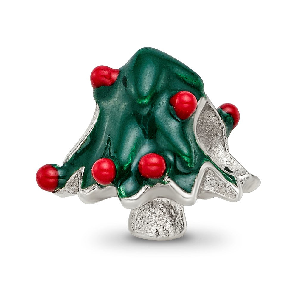 Reflections 925 Sterling Silver Enameled Christmas Tree Bead 10 x 10 mm