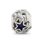 Reflections 925 Sterling Silver Crystal and Enameled Stars Bead 9 x 8 mm