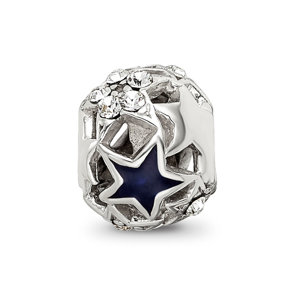 Reflections 925 Sterling Silver Crystal and Enameled Stars Bead 9 x 8 mm