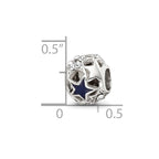 Reflections 925 Sterling Silver Crystal and Enameled Stars Bead 9 x 8 mm