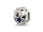 Reflections 925 Sterling Silver Crystal and Enameled Stars Bead 9 x 8 mm