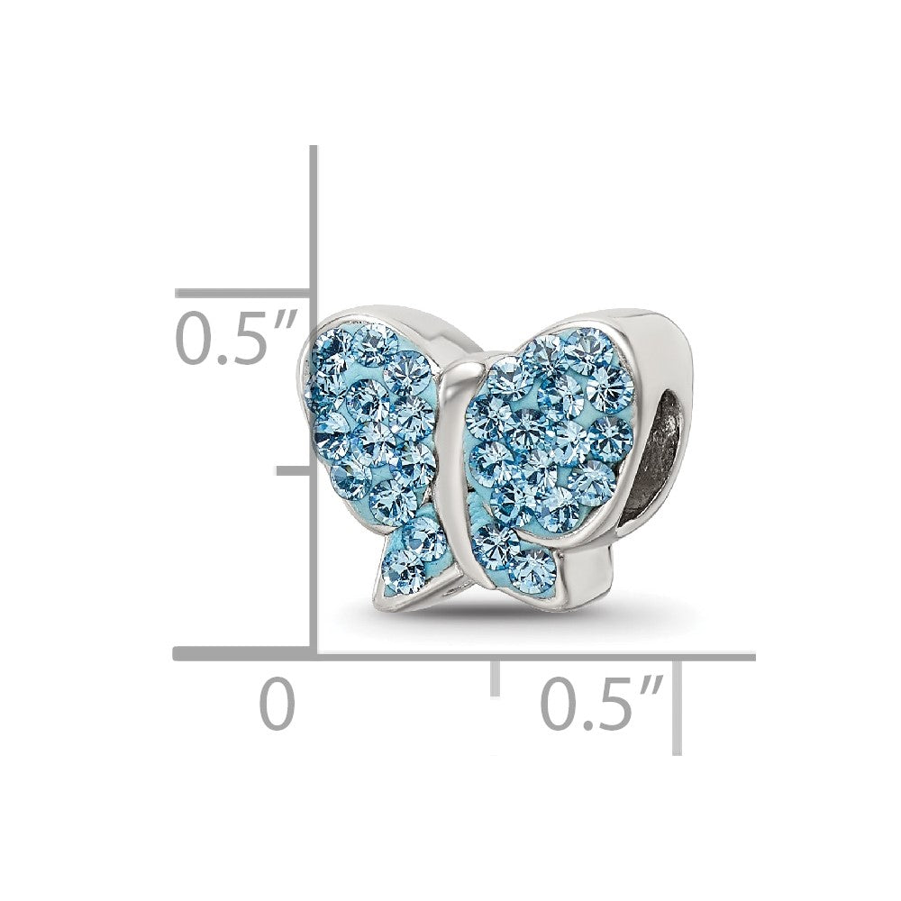 Reflections 925 Sterling Silver Blue Preciosa Crystal Butterfly Bead 9 x 11 mm