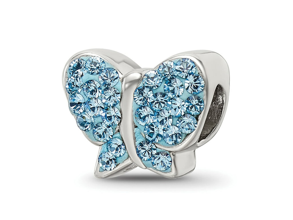 Reflections 925 Sterling Silver Blue Preciosa Crystal Butterfly Bead 9 x 11 mm