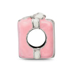 Reflections 925 Sterling Silver Pink and White Enameled Present Bead 8 x 9 mm