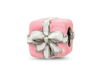 Reflections 925 Sterling Silver Pink and White Enameled Present Bead 8 x 9 mm
