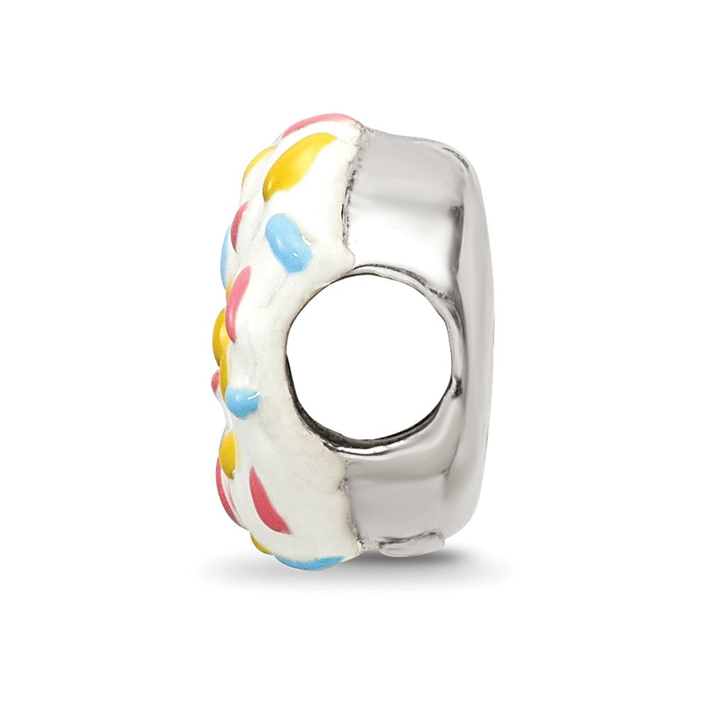 Reflections 925 Sterling Silver Enameled Donut with Sprinkles Bead 10 x 10 mm