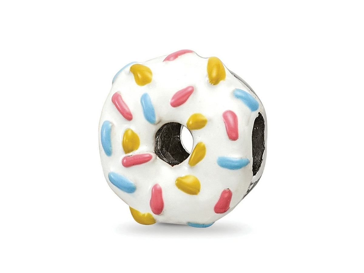 Reflections 925 Sterling Silver Enameled Donut with Sprinkles Bead 10 x 10 mm