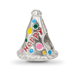 Reflections 925 Sterling Silver Enameled Happy Birthday Hat Bead 12 x 10 mm