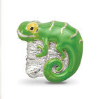 Reflections 925 Sterling Silver Enameled Lizard on Log Bead 10 x 11 mm