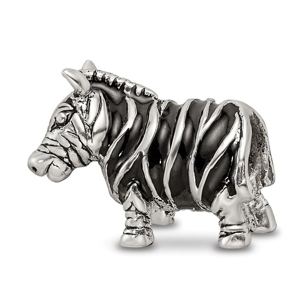 Reflections 925 Sterling Silver Enameled Zebra Bead 12 x 15 mm