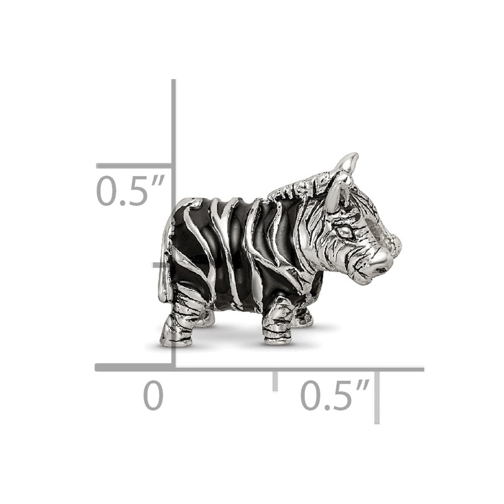 Reflections 925 Sterling Silver Enameled Zebra Bead 12 x 15 mm