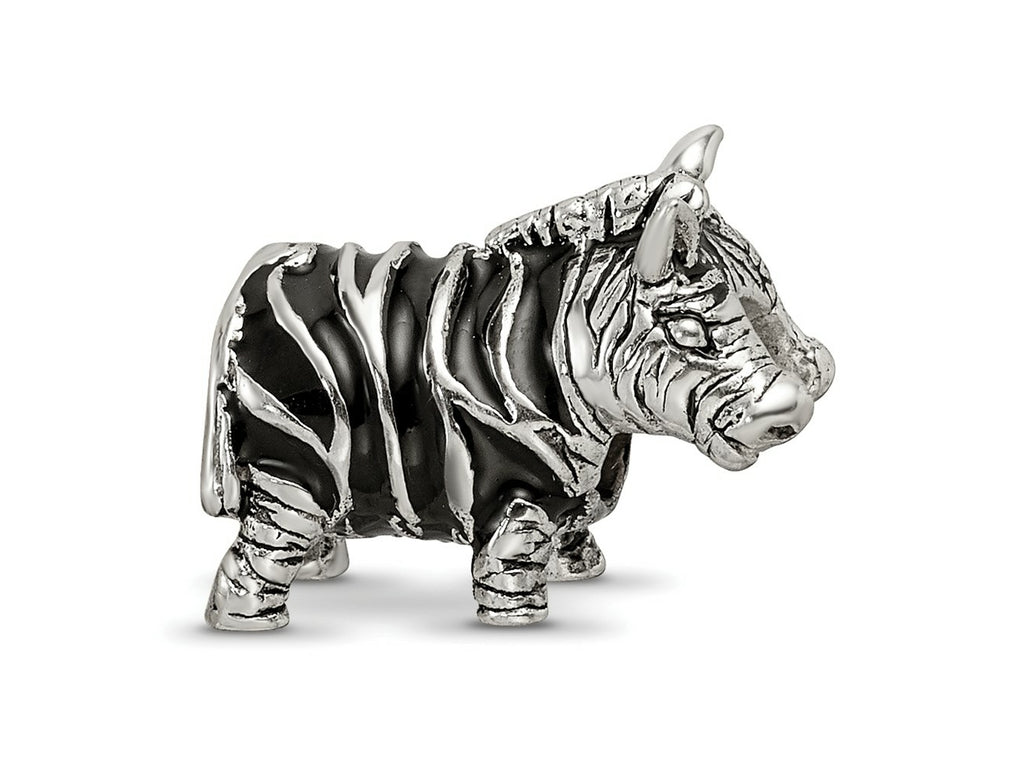 Reflections 925 Sterling Silver Enameled Zebra Bead 12 x 15 mm