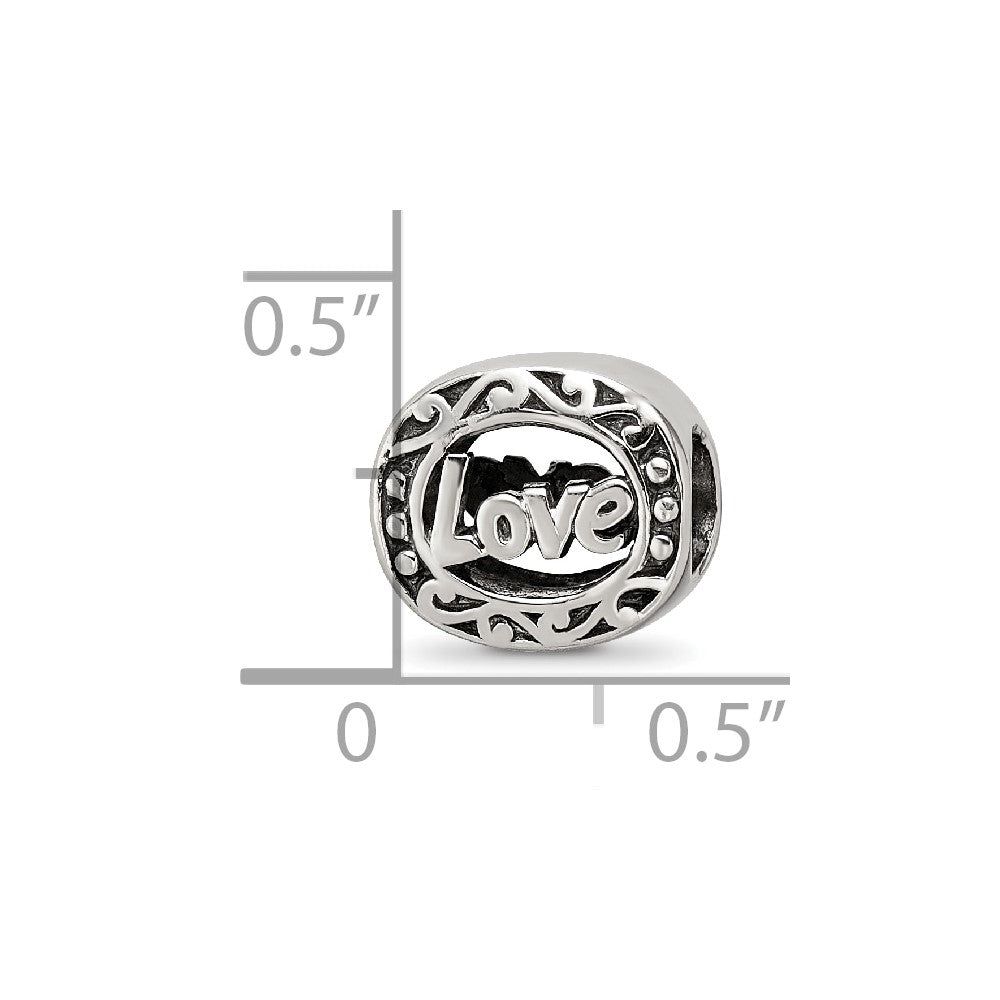 Reflections 925 Sterling Silver Love Bead 9 x 10 mm