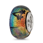 Reflections 925 Sterling Silver Cozumel Orange Dichroic Glass Bead 12 x 9 mm