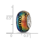 Reflections 925 Sterling Silver Cozumel Orange Dichroic Glass Bead 12 x 9 mm