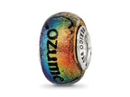 Reflections 925 Sterling Silver Cozumel Orange Dichroic Glass Bead 12 x 9 mm