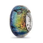 Reflections 925 Sterling Silver Cancun Orange Dichroic Glass Bead 12 x 9 mm